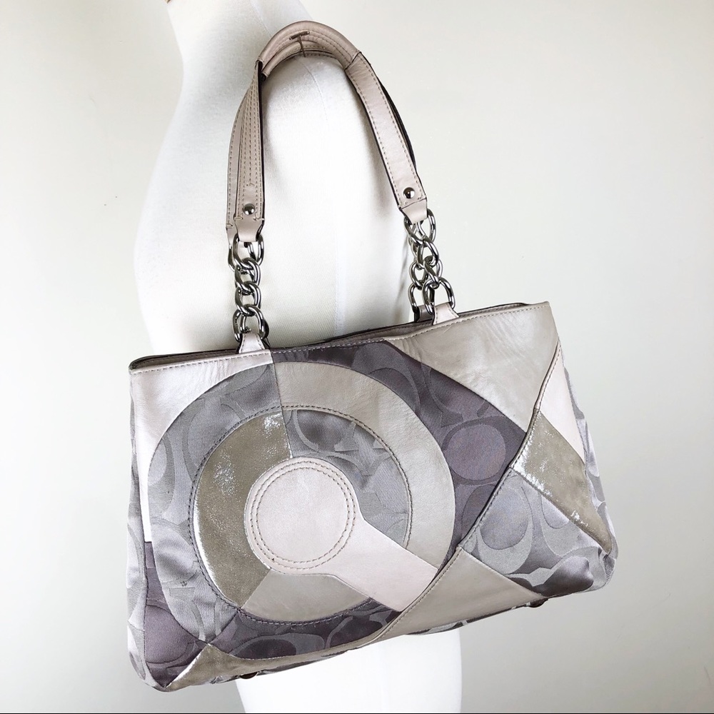 Coach Patchwork Beige Tote Shoulder Bag No. F20013